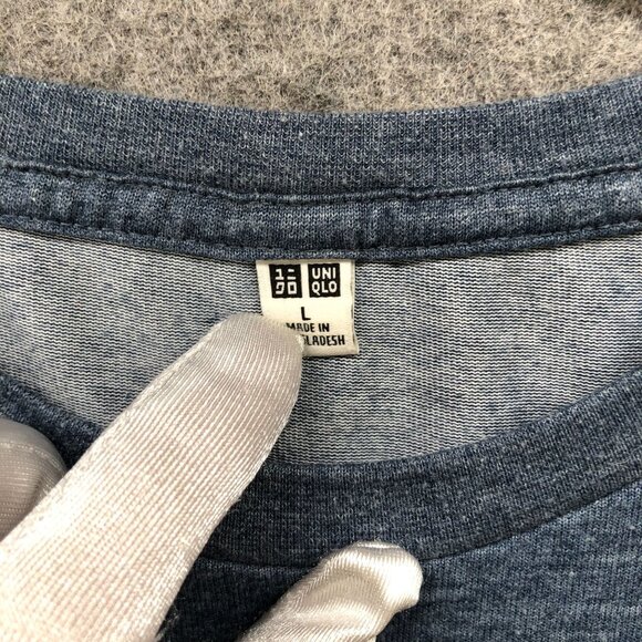 Uniqlo Dry Color T Shirt Mens L Blue Short Sleeve Crewneck Cotton Blend - Picture 5 of 8